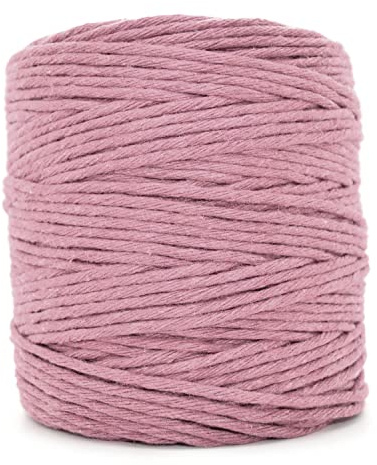 Premium Dusty Rose Macrame Cord, 100 m / 328 ft of 5 mm Thick Natural Cotton Thread Yarn Macrame Rope for Wall Hangings, Plant Hangers, DIY Crafts, Home Decorations, Gift Wrapping (Reel)