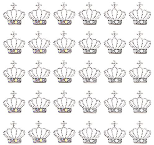 EMSea 30PCS 3D Crown Nail Art Shiny Rhinestones Decorations Crown Nail Charms Ornaments for Women Girls Salon Home DIY Nail Design Nail Art Supplies Multicolour