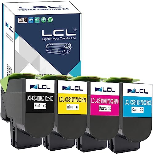 LCL CS310 Toner 4000pages+3 * 3000pages Kompatibel für Lexmark 70C2HK0 70C2HC0 70C2HM0 70C2HME für Lexmark CS310 CS310n CS310dn CS410 CS410n CS410dn Cs410dtn CS510 CS510de CS510dte CS410dtnw (4-Pack)