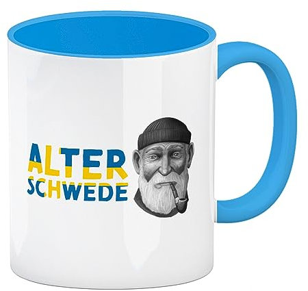 Alter Schwede Kaffeebecher Hellblau in den Landesfarben Schwedens