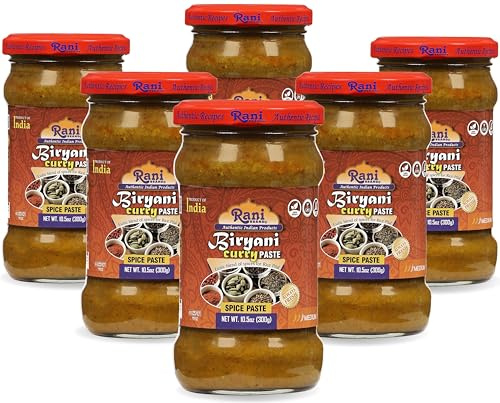 Rani Biryani Masala Curry Paste (Cooking Spice Paste for Indian Rice Dishes) 10.5oz (300g) Glass Jar, Pack of 5+1 FREE All Natural | Vegan | No Colors | Gluten Free | NON-GMO | Kosher | Indian Origin