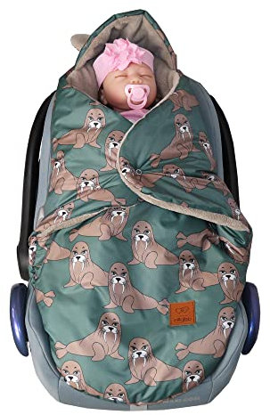 millybo Fußsack Baby Einschlagdecke für Winter geeignet für Kinderwagen Babyschale Babybett Autositz Buggy (Nylon Walrosse-607.010)