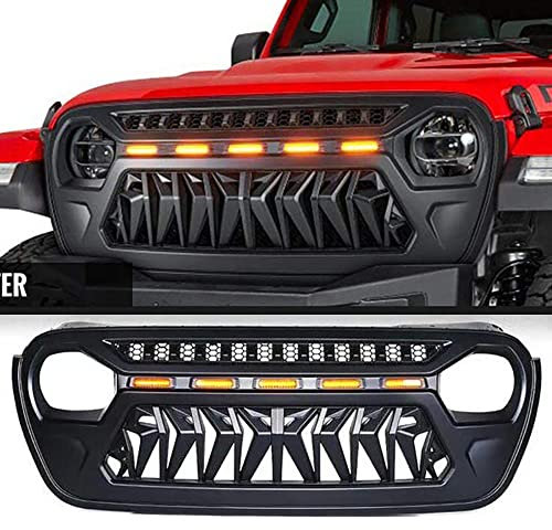 Dciustfhe Auto Anteriore Griglia Paraurti Radiatore, per Jeep Wrangler JL ABS Griglie Copertura Centrale Rene Nido d'Ape Rete Sportivo Car Accessori,D Style Light
