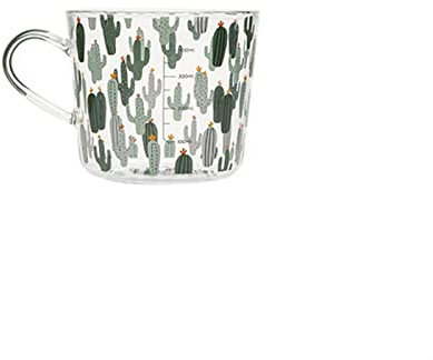 Tasse à café en céramique 500 ML Tasse à thé au Lait en Verre avec échelle Tasse à café fête Boisson créative Verre adapté au Bureau à Domicile (Cactus)