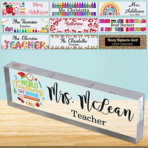 Schreibtisch-Namensschild personalisiert für Lehrer benutzerdefinierte Acryl-Block-Namensschild Zeichen für Büro kundengerechten Schreibtisch Platte Dekor Geschenk für Teacher's Day-Design 12