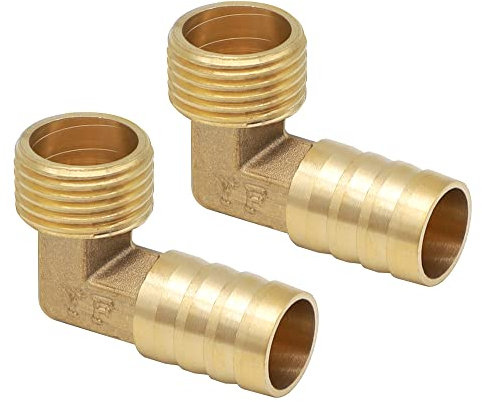 YDHfdc 2 Piezas Connector de Manguera de Lengüeta de Latón Codo de 90 Grados 1/2 Manguera Cola Barb Connector Para Agua, Combustible, Aire (16 mm)