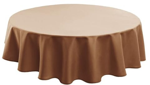 Hiasan Braun Wasserabweisend Tischdecke aus Polyester,Rund120cm,Anti-Falten Tischtuch,geeignet für Küche,Restaurant,Hochzeit