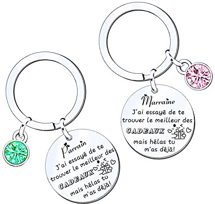 FGHJK 2Pcs Porte clef Marraine Parrain Cadeau Marraine Parrain Porte-clés Cadeau Porte-clés Parrain Marraine Cadeau Baptême pour Parrain Marraine Cadeaux d'anniversaire Parrain Marraine (1)
