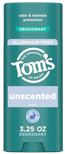 Tom’s of Maine Unscented Natural Deodorant for Women and Men, Aluminum Free, 3.25 oz