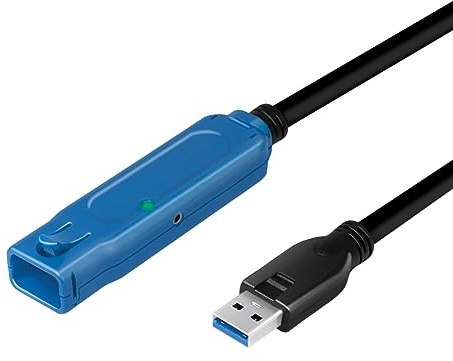 Logilink USB 3.2 (Gen1) Verlängerungskabel, USB-A (Stecker) zu USB-A (Buchse) mit Verstärker, Länge: 30 m