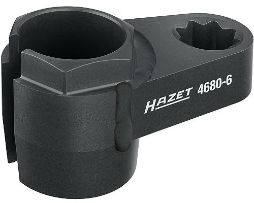 HAZET Abgassonden Einsatz 4680-6, 1/2 Zoll (12,5 mm) Doppel-Vierkant | Antrieb 1/2 Zoll (12,5 mm) Doppel-Vierkant hohl, Abtrieb Außenprofil Sechskant, Chrom-Vanadium, phosphatiert, geölt, SW 24 mm