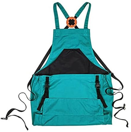 Delantal de Jardín Ajustable de Lona Con Bolsillos - Impermeable para Jardinería, Cocina y Cosecha Hortícola - Bolsa para Frutas y Verduras - para Hombre y Mujer (Azul)