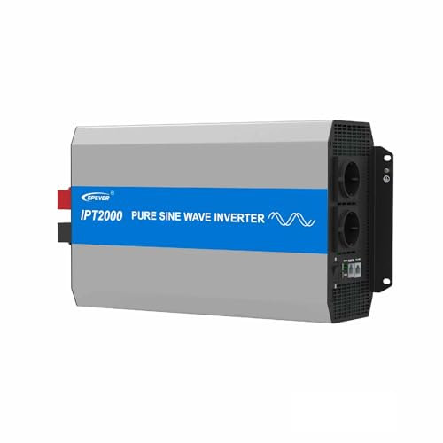 EPEVER IPT 2000-12 Reiner Sinus Spannungswandler Wechselrichter 2000W 12VDC auf 230VAC, ideal für Off-Grid Haushaltsnotbeleuchtung, Fahrzeugmontiertes System usw.…