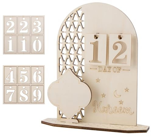 Yumcute Ramadan Deko Kalender, Ramadan Kalender Holz Ramadan Adventskalender Kinder 30 Tage für Kinder Familie Freunde Ramadan Kareem Tischdekoration