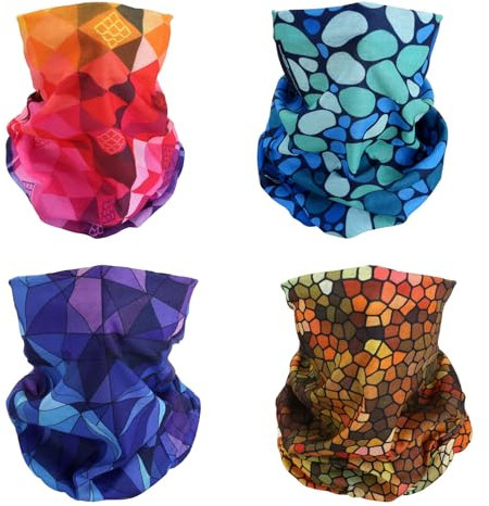 SMEHCF 4 Bandanas Polyvalents pour Femmes Hommes Bandeau Cagoule Cheveux Foulard Visage Demi Masque Cache-Cou Respirant Réutilisable Lavable Goutte Pluie Rainbow Hive Violet
