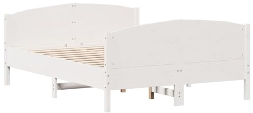 vidaXL Massivholzbett ohne Matratze Weiß 160x200 Kiefernholz