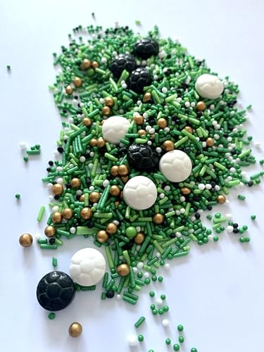Cherry on the cake Streuselmix Fußball I Essbare Deko I Streusel I Zuckerstreusel für Cupcakes, Muffins, Torten, Kuchen uvm. I Kindergeburtstag Jungs (40g)