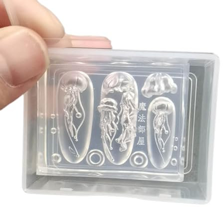 NPYQ Creative Jellyfish Nail Art Moulds Silicone Dropper Shape Nail Decoration Moulds Unique Manicure Shapes Silicone Material Jewellery Tools