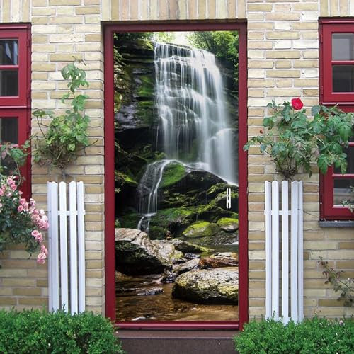 Porte 3D Murale Autocollant De Porte Autocollant De Porte Poster De Porte Papier Peint De Porte Murale Art De La Porte Photo De Porte Paysage De Cascade De Mousse Forestière 77 X 200 Cm Pou -0H7U9T9X4