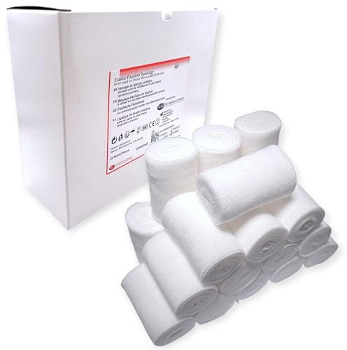 DE Healthcare Products – elastische Haftbinde (4m x 4 cm), hautfreundliche Fixierbinde, 20 Stück, einfache Anwendung, weiß