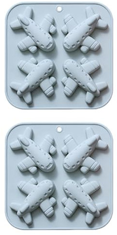 ISAKEN Silikon Backformen, 2 Stück Flugzeug geformt Kuchen Formen BPA freie Wiederverwendbare Schokoladenkuchenform für EIS Eiswürfel Pudding Gelee Mini-Kuchen Schokolade