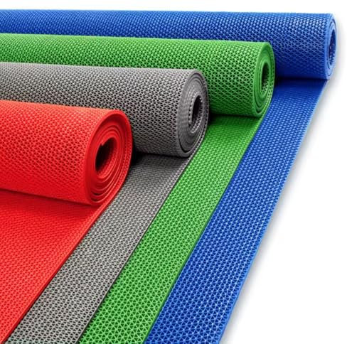 Tappeto Anti-Slip Impermeabile DRENANTE | Pedana in Plastica, Gomma, PVC, Su MISURA | Sauna - Bagno Turco - Docce - Docce - Piscina | Grigio-Verde (VERDE SPESSORE 9mm, 60x90 cm)