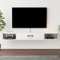 Pmnianhua TV Board Hängend, TV-Schrank TV-Board Lowboard, TV-Bank Fernsehschrank, Multimedia Wandregal Großer Speicher mit 1 Tür und 2 Schränken für Wohnzimmer Schlafzimmer & Büro (180cm)
