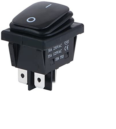 Wippschalter, Kippschalter, Mikroschalter, 30 x 22, robuste rote LED, 220V, beleuchtet, 16A, 250VAC, KCD4-201 DPST-Schalter, 4-polig(Black)
