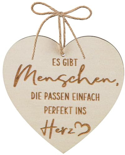 Onperpoe Geschenk für Freundin Holzkarte Herzform zum Selber Beschriften Es Gibt Menschen, die Passen Einfach Perfekt ins Herz Holz Grußkarte für Geburtstag Jahrestag Hochzeit Karte Geburtstagskarte
