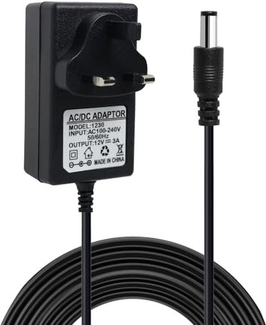 12V 3A Power Supply Adapter, 36W AC/DC UK Converter Adaptor, AC 220-240V to DC 12V 3A Converter Charger Power Adapter for LED Strip Lights CCTV Camera LCD Monitor Router Audio/Video, 5.5x2.1mm DC Plug