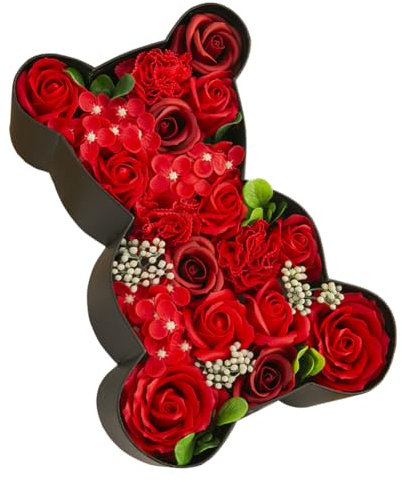 ISAKEN Seifen Rosenblüten, Rosen-Duftseifen in Geschenk-Box, Rose Soap Blumen in GeschenkBox, Flora-Duftseife Rosenblüte für Jahrestag Geburtstag Hochzeit Valentinstag Box