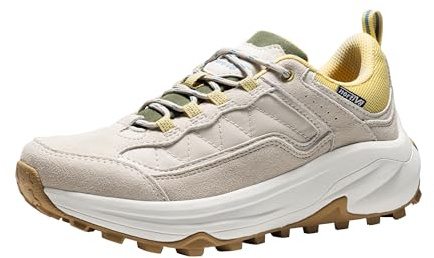 NORTIV 8, vattentäta vandringsskor för kvinnor med fotvalvstöd, utomhus, läder, promenader, trekking, camping, tennis, träning, korsträning, sneakers, Wicklow, Brun/vit, 7.5