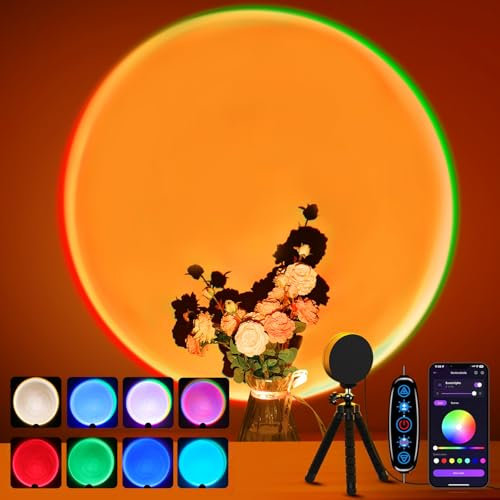 Kangtaixin Sunset Lamp - RGB Sonnenuntergang Lampe - App-Steuerung USB-Anschluss LED Projektor 360 ° Drehbares Romantisches