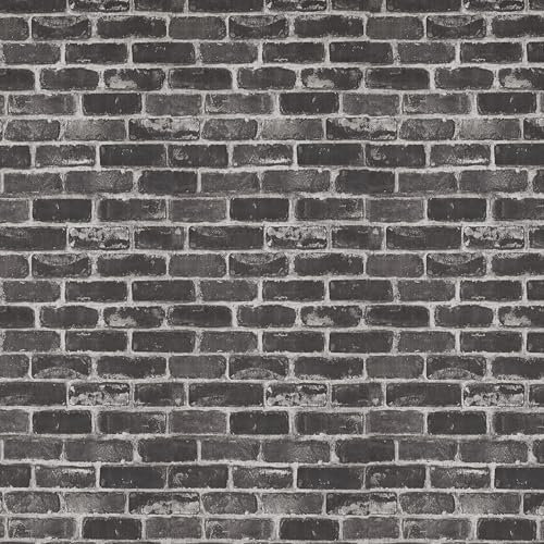 AMIGO Selbstklebende 3D Backstein-Tapete Grau - Abziehbare Ziegelstruktur Wandfolie für Schlafzimmer Vintage-Optik, Einfach anzubringen Rückstandsfrei 44.5cm x 5m