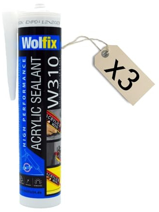 WOLFIX Acryl Weiß 3er Set, 310ml Bauacryl Maleracryl Weiß – Dichtstoff & Fugendichter - Acryl Kartusche Abdichtung für Bau, Malerarbeiten, Fenster und Türen – für Innen & Außen
