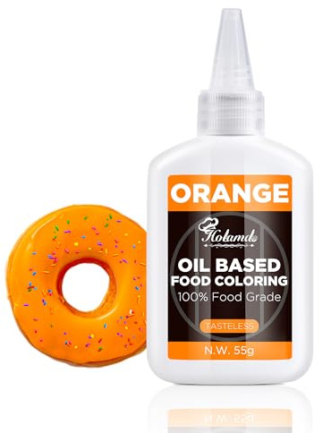Fettlösliche Lebensmittelfarbe Orange 55g - Ölbasis Konzentrierte Flüssige Lebensmittelechte Farbe | Für Schokolade & Backwaren (Fondant, Tortendeko, Macaron, Cupcake, Zuckerguss, Ostereier)