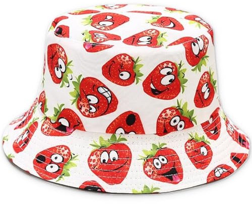KUMSODE Männer Frauen Outdoor Hut Fischerhut Sommer Fischerhüte Erdbeer Hut Bucket Hat Uv Protection Hat Mädchen Kinder