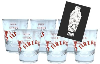 Generisch FIREBALL Shotglas Schnapsglas – Glas Gläser Set – 6x Shotgläser 2 cl geeicht
