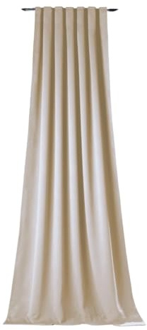 NOVUM fix Vorhang Verdunkelung in beige Kälteschutz Kräuselband Blickdicht Klimavorhang Übergardine XXL extra lang bis 350 cm energiesparen Verschiedene Größen (145x300cm)