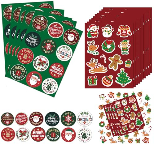 20 Stk Weihnachtsparty Aufkleber Set, 25 Kreative Motive Weihnachtssticker Selbstklebend, Premium Weihnachtsaufkleber für Geschenkverpackung, Adventkalender, Party Deko mehr, Festliche Aufkleber
