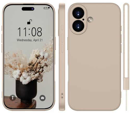 WXX Coque pour iPhone 16, Coque de Protection en Silicone Fine et Fine, avec Microfibre, résistante aux Rayures, Coque de Protection complète pour iPhone 16 6,1 Kaki