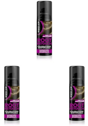 Syoss Root Retouch Colorazione Temporanea Spray Castano 120ml, Ritocco capelli bianchi e ricrescita capelli resistente a pioggia e sudore, Fino a 40 applicazioni (Confezione da 3)