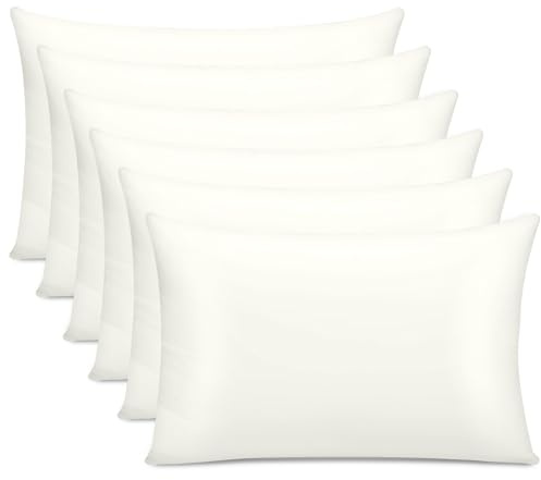 Lazzaro 300 Thread Count Egyptian Cotton Pillow Cases 6 Pack Hotel Quality White Pillow Covers With Envelope Closure