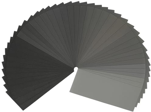 42 pièces Papier de Verre Papier a Poncer Carrosserie 120 à 3000, Fin Papier Abrasif à sec et à l'eau Sandpaper, Grain Papier de Verre, papier à poncer fin pour la finition des voitures métal bois pe