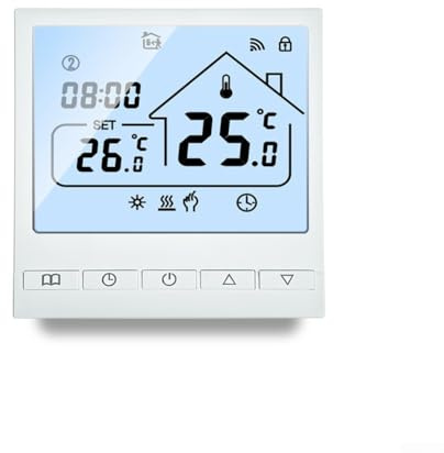Intelligentes programmierbares Bodenthermostat mit Sprachsteuerung für tuya kompatible Fußbodenheizungssysteme, 5+2 Zeitplan, Display mit Hintergrundbeleuchtung (WLAN 16A)