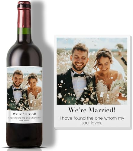 Personalised Wine Bottle Labels - Custom Wine Bottle Labels with Photo & Text Vinyl Stickers, Personalised Gifts for Weddings, Birthdays,Anniversaries & Special Events, 16/24/36Pc