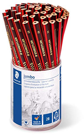 STAEDTLER 1285 KP50 Noris Club Jumbo Schreiblernstift, Härtegrad 2B, Köcher mit 50 Stück, rot