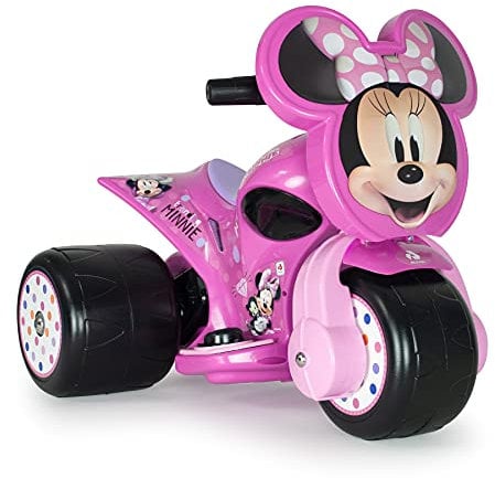 Triciclo Elettrico Minnie Mouse Bambina 1 2 3 Anni INJUSA 6V Cavalcabile Moto Bimba Primi Passi Disney + Acceleratore + Freno Elettrico + 3 Ruote Larghe Rosa Ergonomico Certificato UE
