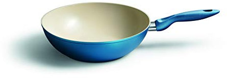 Kelomat, 3429-353, Wokpfanne CERAMIC COLOR, Bratpfanne, Durchmesser 28 cm, blau, beschichtetes Aluminium, Ceramicbeschichtung
