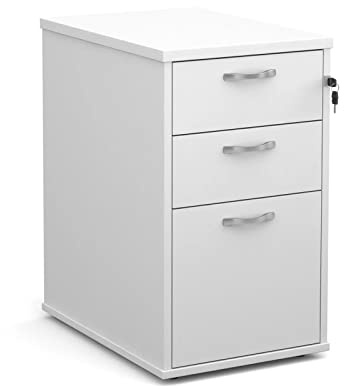DAMS 600 mm Desk High 3 Drawer Pedestal-White, Wood, White